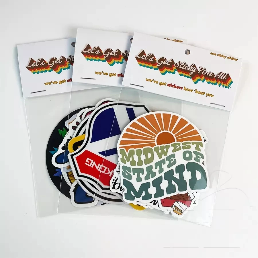 Custom Logo Sticker Packaging Labels Adhesive Waterproof Die Cut Cartoon Vinyl PVC Stickers Pack