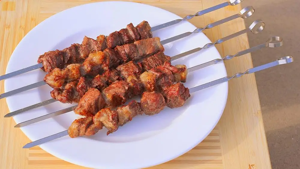 6 PCS Stainless Steel Flat Shish Kebab BBQ Skewers