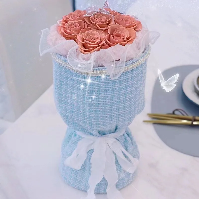 Wholesale High Quality Long Lasting Eternal Pink Roses Preserved Flowers for Gift