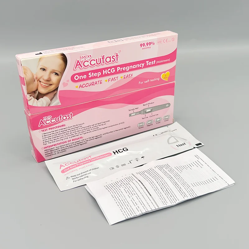 Factory Supply CE ISO UKCA Approved Accurate Early Hcg Urine Test 10,25 mIU/ml Pregnancy Test Midstream