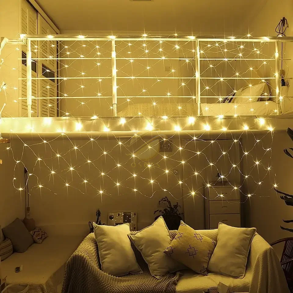 Net String Lights Outdoor Mesh Lights 3*2M Solar Garden Tree Lights Remote for Outside Yard Fence Decor