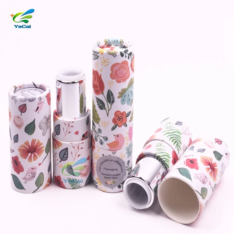 Sustainable paper tube alternatives for fragrance balm casing Personalized circular makeup packaging Round Paper lipstick tube