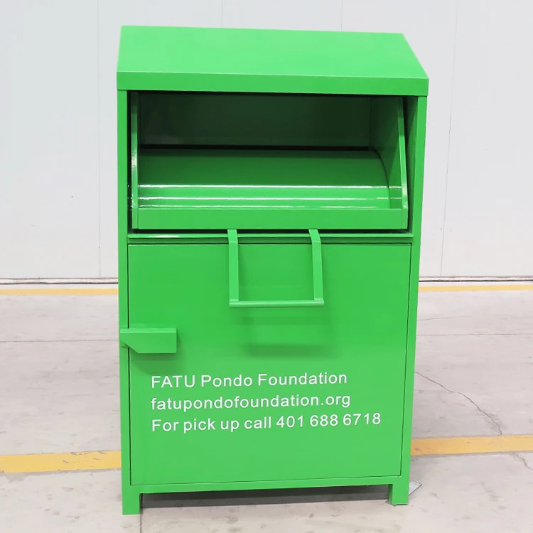 Wholesale metal clothes donation drop off bin steel clothing recycling bins clothes donation bin