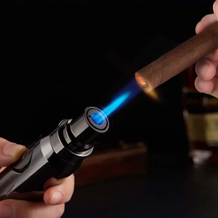 Креативная ветрозащитная надувная Зажигалка в форме пули прямая синий огонь уличная зажигалка