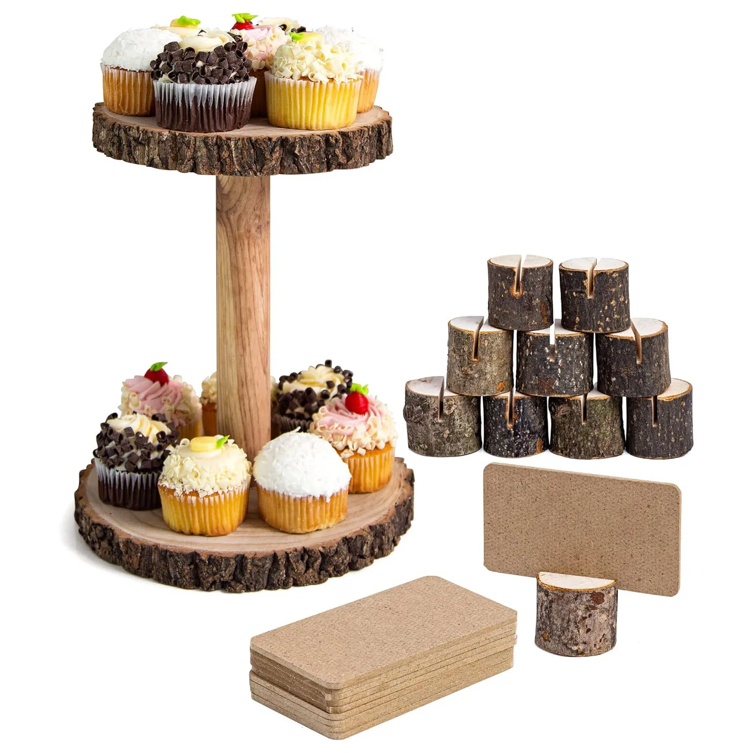 Wooden Cupcake Tower & Cheese Serving Board | Two Tiered Tray Decor Rustic Cupcake Stand Wood wooden cupcake stand