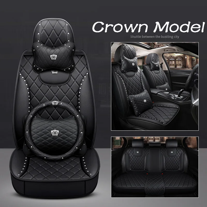 Роскошный дизайнерский чехол на сиденье автомобиля в виде короны новый дизайн бриллиантовый кожаный полный комплект чехлов на сиденья автомобиля с модным чехлом горячая распродажа