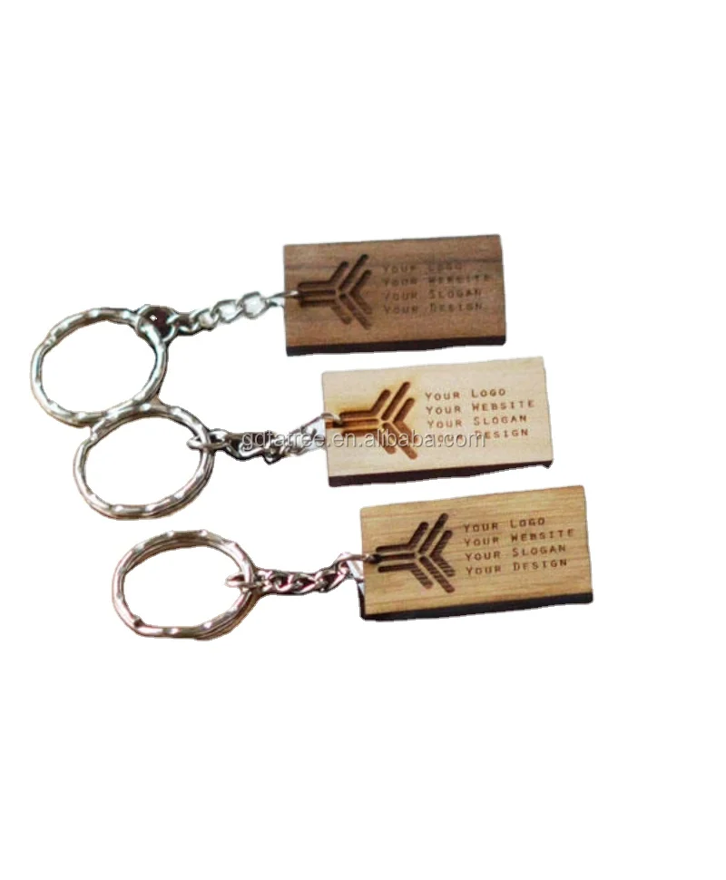 Souvenir Plain Key Ring Holder Keyring Carving Engraved Custom Logo Blank Wood Key Chain Keychain With Name
