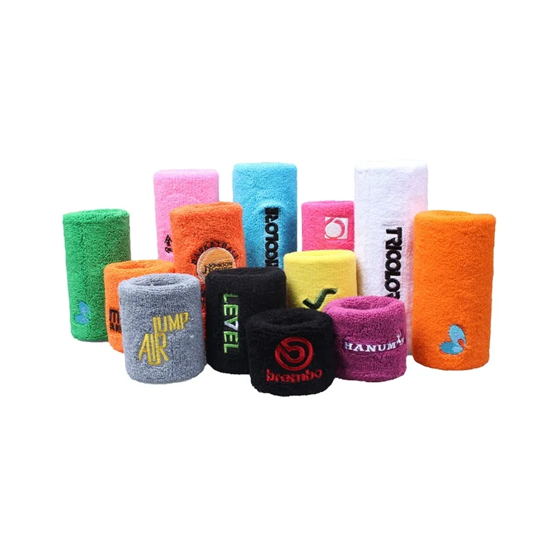 High quality bulk cheap custom cotton towel cloth hand band wrist band unisex sport tennis youth girl sweatband