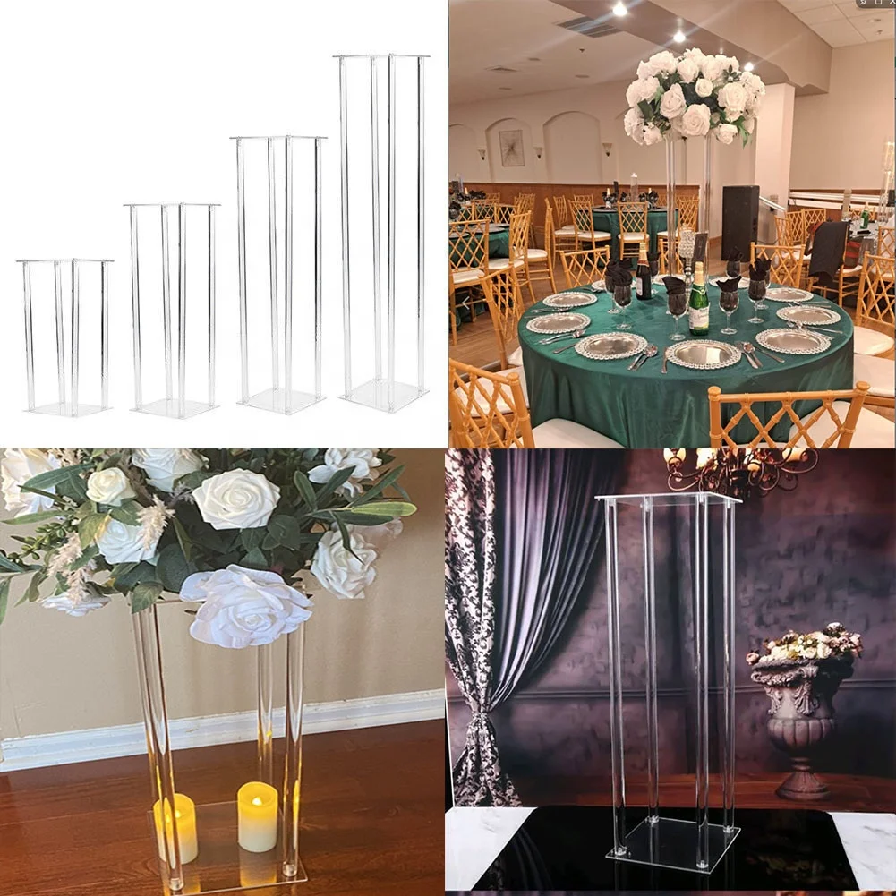 Plastic Wedding Roman Pillar Column Stand Clear Acrylic Flower Stand Wedding Centerpieces for Tables