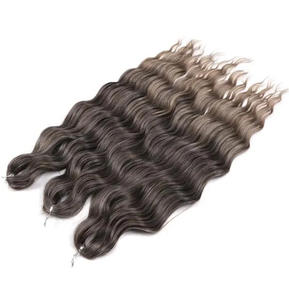 Anna wholesale Synthetic Loose Deep Wave 24 Inch Water Wave Braid Ombre Blonde Twist Crochet Curly Braiding Hair Extensions