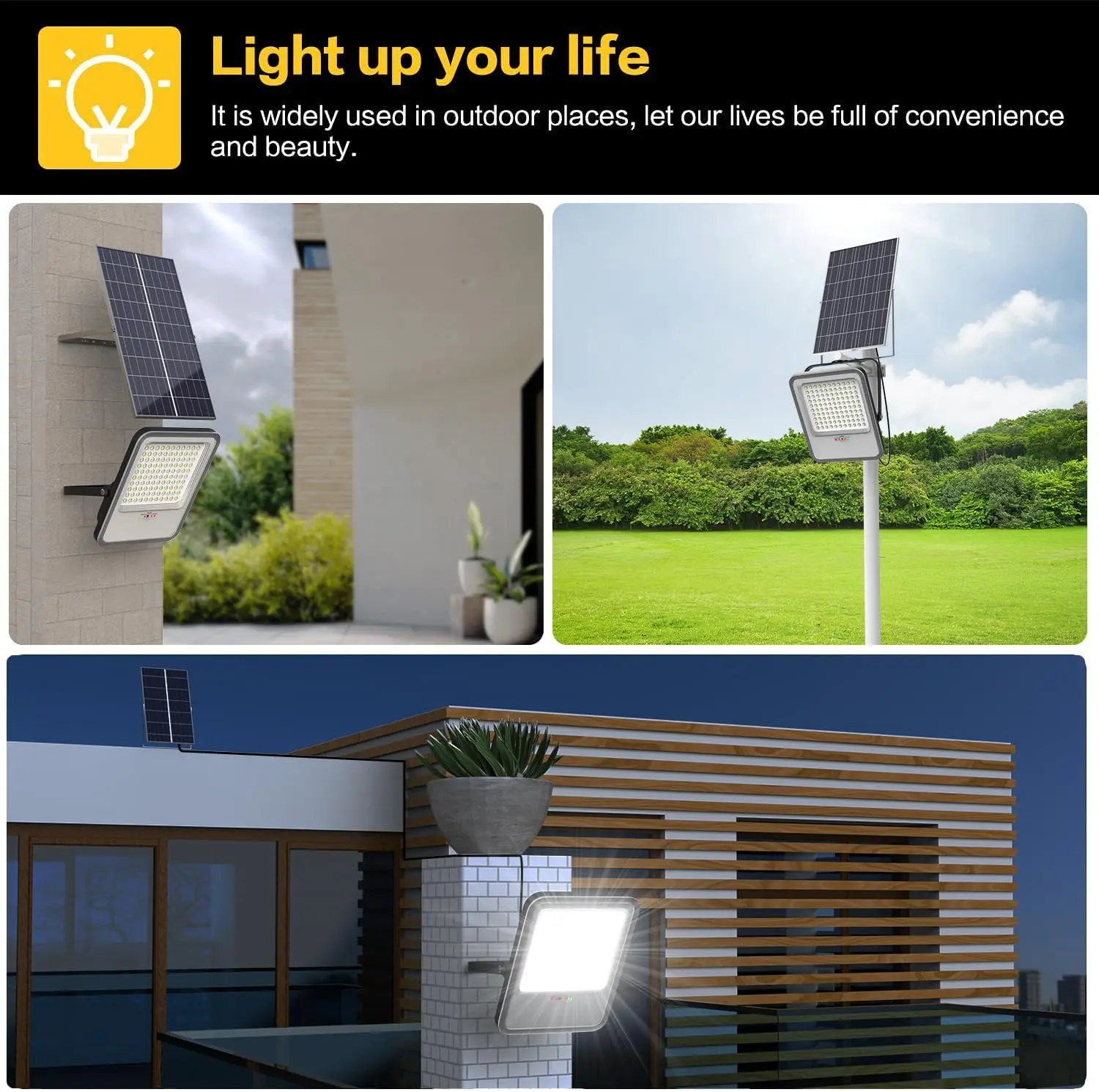 ABS Solar Floodlight 100W 200W 300W 400W 500W White Warm white Remote Control IP65 Solar Flood Lamp Outdoor Wall Light Spotlight