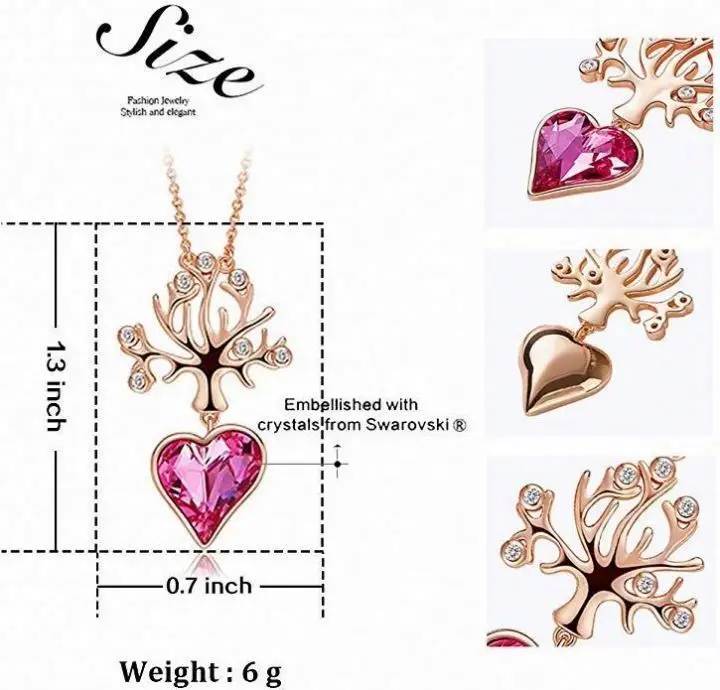  Tree Of Life Necklace Pink Crystal