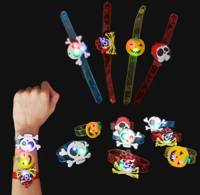 Christmas Halloween Party Cartoon Plastic LED Children Slap Band Watch Flashing Wristband Bracelet Children Party Gift