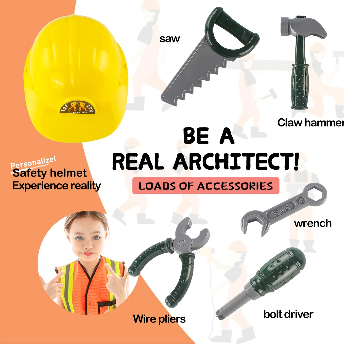 Dress Up Set for Kids Engineer Costumes Kids Pretend Play Costume Role Play Costume for Kids Engineer with Accessories