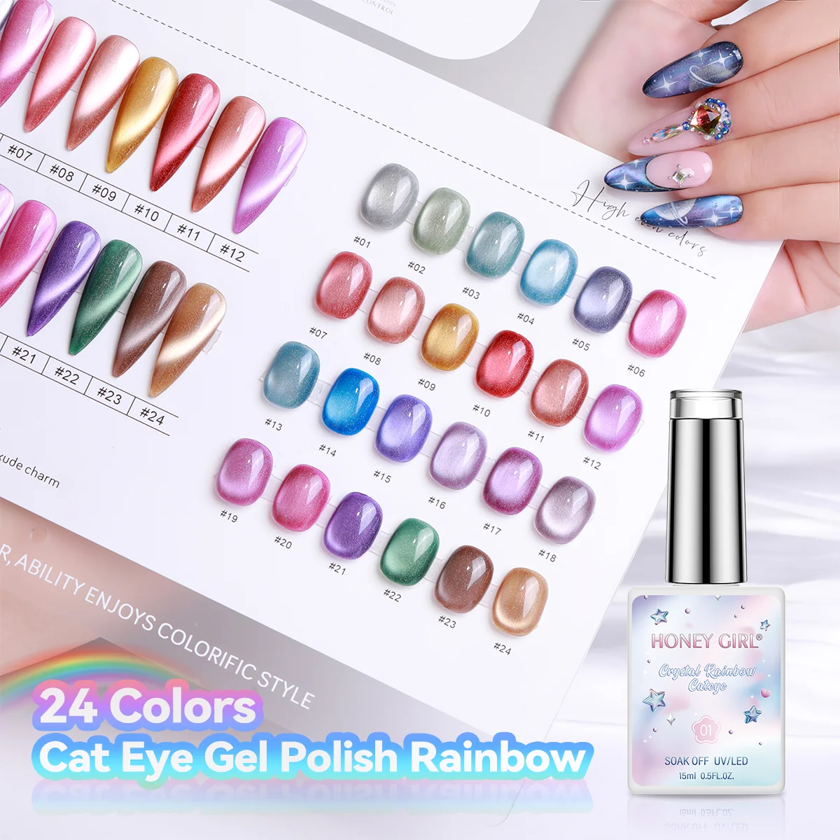 New style 15ml cat eye gel nail art hema free 24 colors gel nail polish set non toxic magnetic uv nail polish supplies