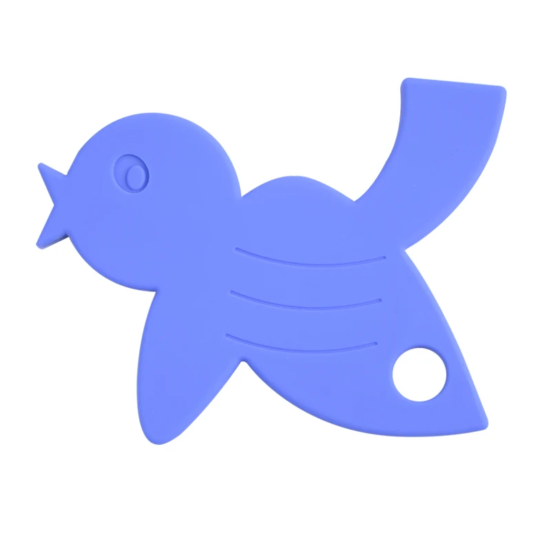 Bird Shape custom Multiple color silicone baby teether toy with Silicone ring