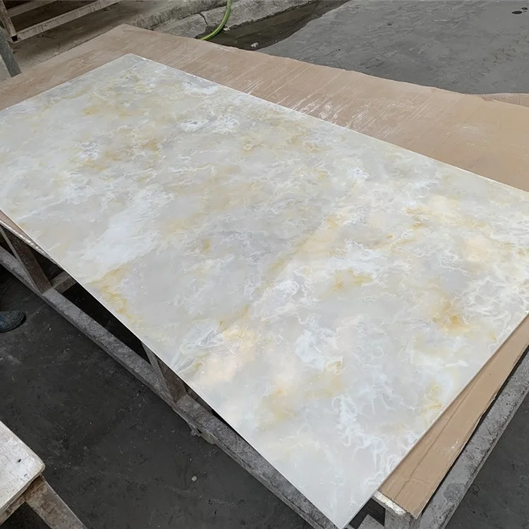 White Onyx Flexible Stone Translucent Alabaster Sheet For Onyx Bar Decorative Artificial Wall Panel 8*4ft