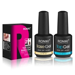 RONIKI new style gel top coat no wipe high shine wholesale private label Soak off top coat and base coat gel set