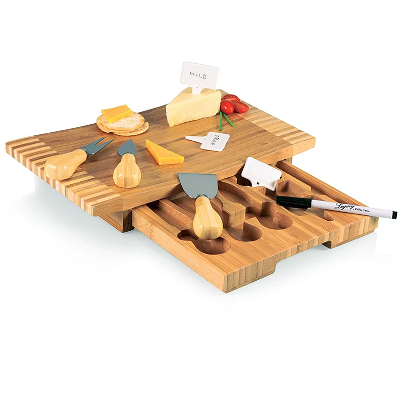 
Charcuterie Board Appetizer Serving Tray Bamboo Cheese Board with Cutlery Set 