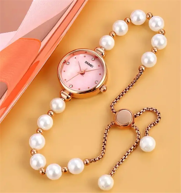 SKMEI Women Romantic Quartz Watches natural stone Female Clock pearl Bracelet Ladies Wristwatches Relogio Feminino Relojes 1983