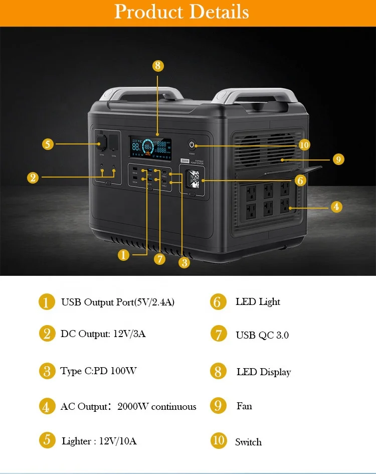 Off Grid Solar Power System Solar Generator 2000w Inverter Solar System For Home Lighting TV Computer