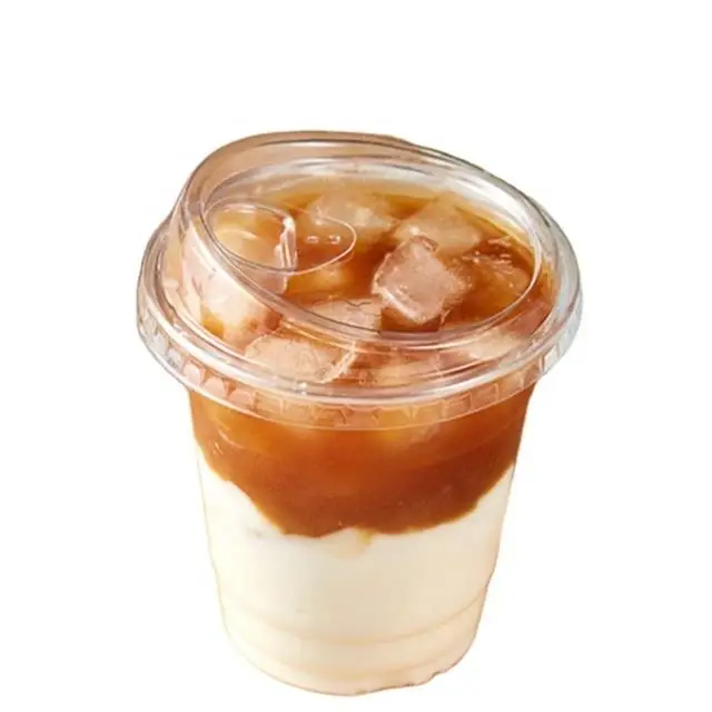 Customized Plastic Flat Strawless Lid For Plastic Cup Cola Juice Cold Drinks Plastic PP Lid