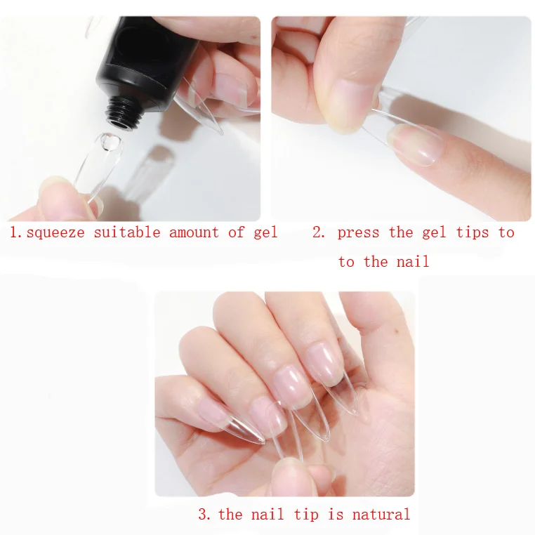 new arrival no UV lamp lightening nail tip gel glue set with remover press on nail solid glue tube acetone-free remover