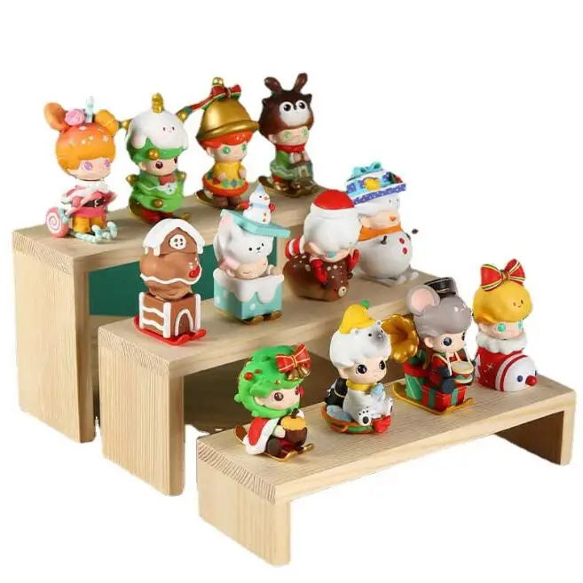 Desktop wooden storage Jewelry display rack wood stepped type stand