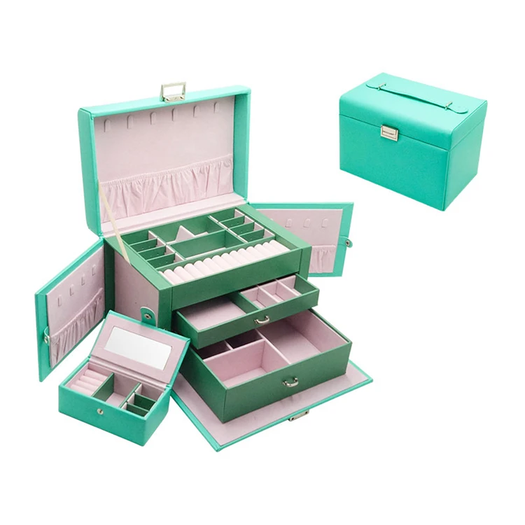 Высокое Качество Пользовательский логотип Pu кожа роскошный портативный ящик для ювелирных изделий Коробка для хранения