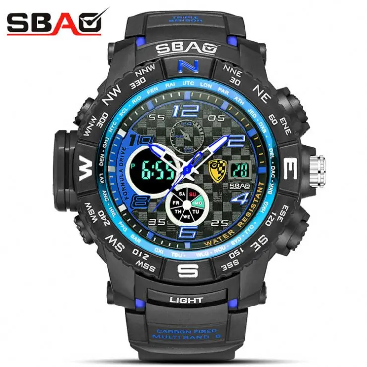  SBAO S-8006-2 знаменитые красные цифровые часы Вселенная красивый резиновый ремешок водостойкий Многофункциональный календарь двойной