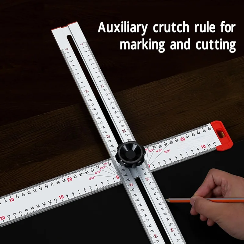 Multi-functional adjustable angle ruler woodworking tool T-ruler 90/45 degree aluminium alloy scribing rule
