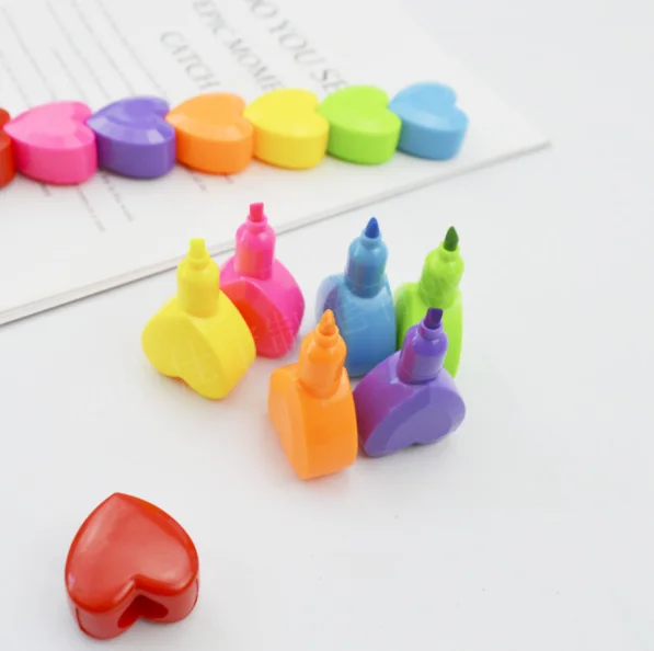 Акция разноцветный рекламный хайлайтер в форме сердца акварельный стилус для школы 5 1 восковой