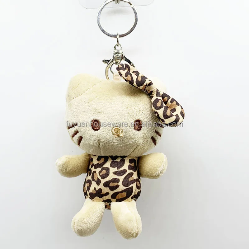 4.5' Newest Fashion Plush toys Hello Kitty Stuffed Charm Holder Cartoon KT Cat Leopard Pattern HOT Selling Accessories