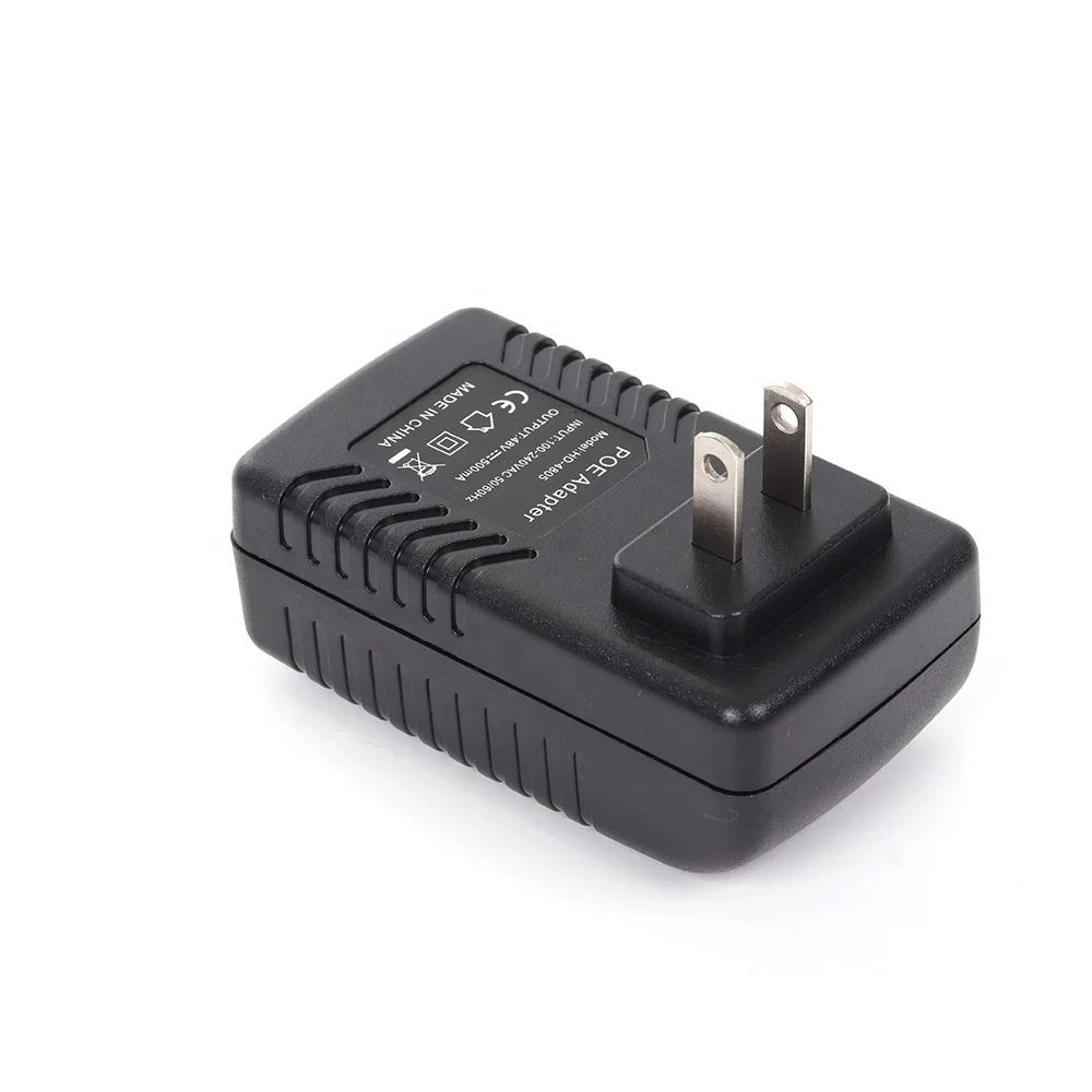 48V 0.5A 24W US plug PoE injector adapter Gigabit 1000Mbps Transmission