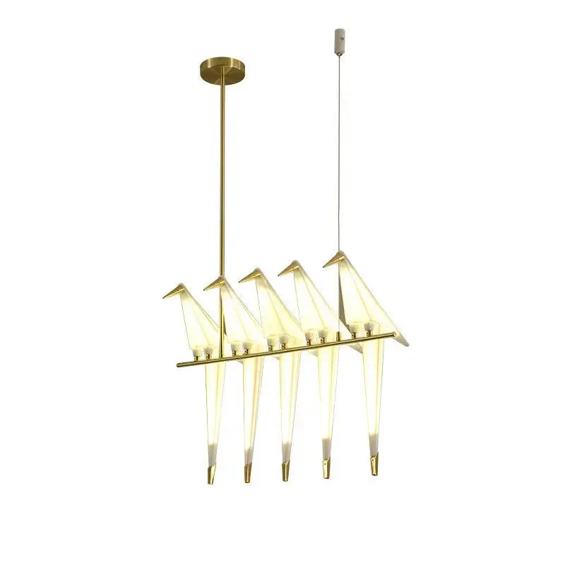 Nordic LED Bird Design Pendant Lamp acrylic gold Chandelier for hotel restaurant lobby