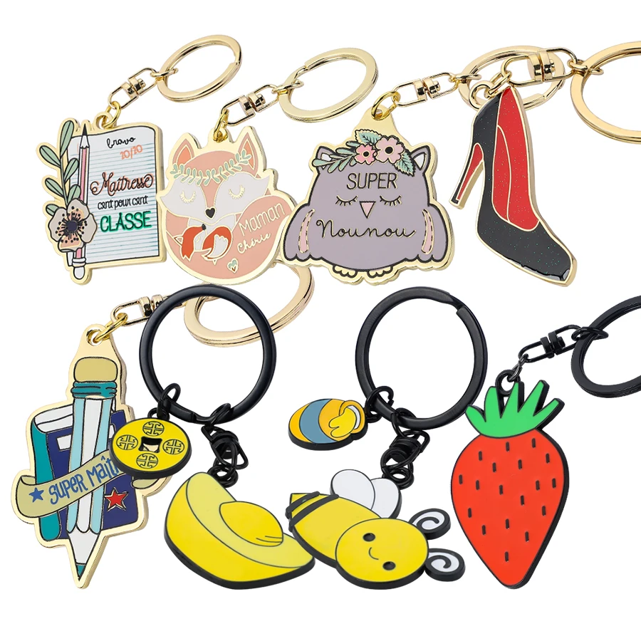 Pendant Anime Custom Animal Metal Key Chain Porte Clef Personalisable Customizable Blank Car Logo Luxury Bulk Enamel Keychain