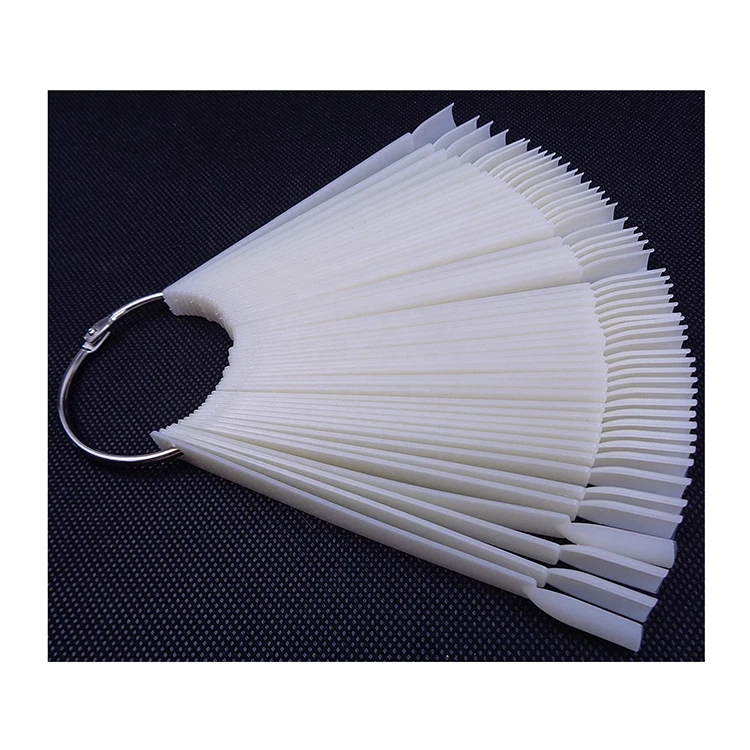 Jinyi 50 Tips Transparent With Metal Screw Split Ring Holder Polish Board Practice Sticks Tool Fan-shaped Nail Art Display Tips