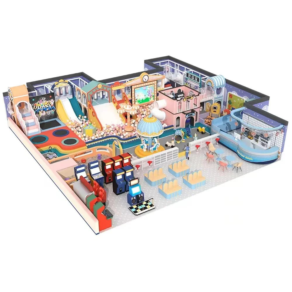 Large Playground indoors Slide for Kids Candy-Themed Amusement Park Equipment Soft Foam and Plastic for Play Centers