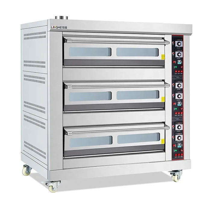 Kitchen Bakery Equipment Breakfast Shop Baguette 3 Deck 9 Tray Layers Electric Bakery Bake Oven