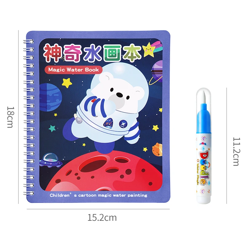 Magical Book Water Coloring Books Drawing Cartoons Books with Doodle Pen Painting Board Gift for Kids Early Education Toys