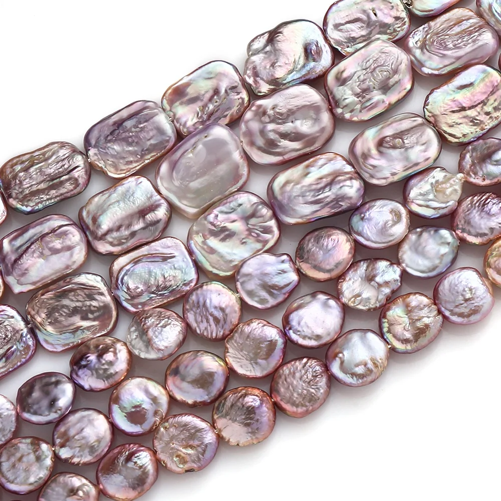 AsVrai U Natural Purple Freshwater Pearl Beads Disc Square  Loose Beads for Jewelry Making DIY Necklace Bracelet  Accessories