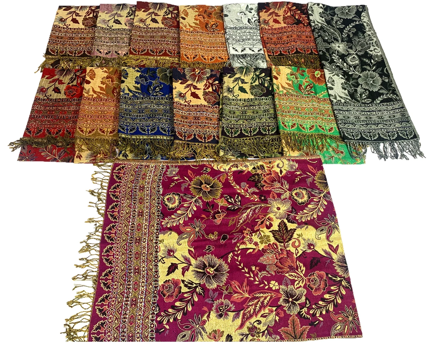 
High quality pashmina scarf wholesale winter jacquard weave customer scarf flowers shawl 