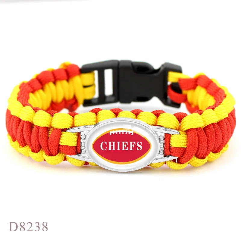 Hot Selling Private label 32 Nfl Football Teams Logo Paracord Survival KC Bracelets