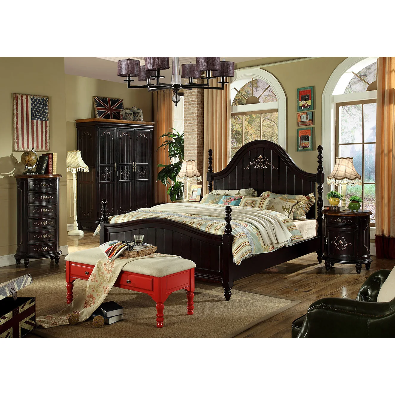 Lowest Price Good Quality Antique Classic Style Hotel Bedroom Sets Bedroom Suite Bed Room Furniture Bedroom GL17