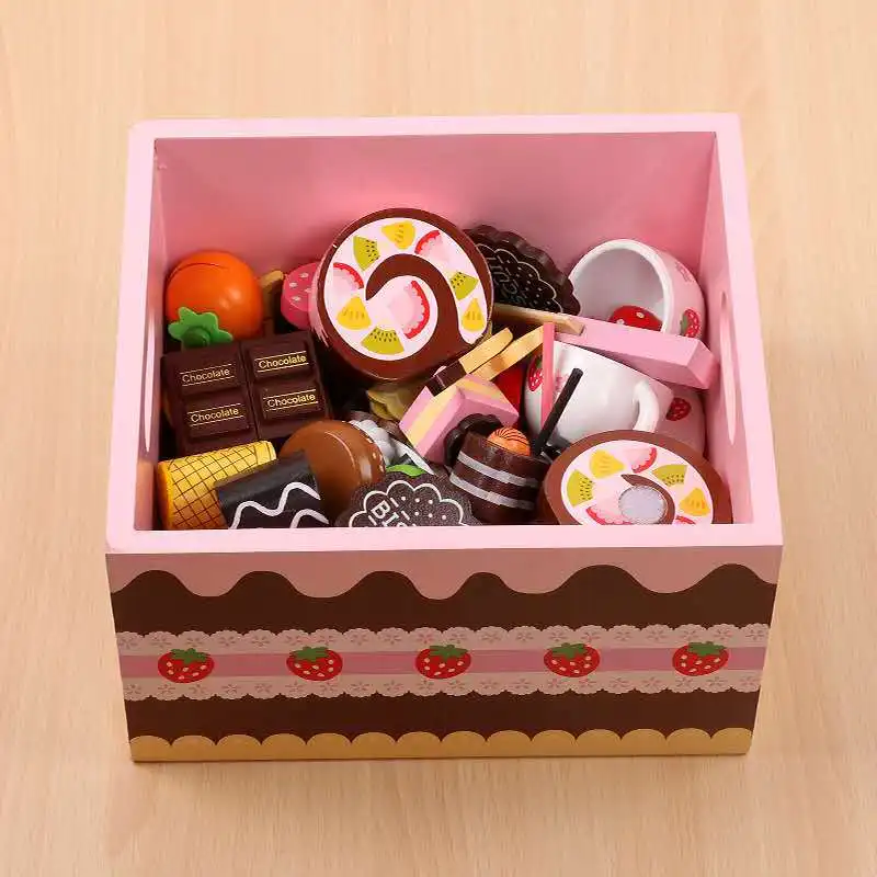 CMC New wooden cake play toys for kids,Popular wooden toy birthday cake for children,Wooden Kitchen Toy Cake Play Set