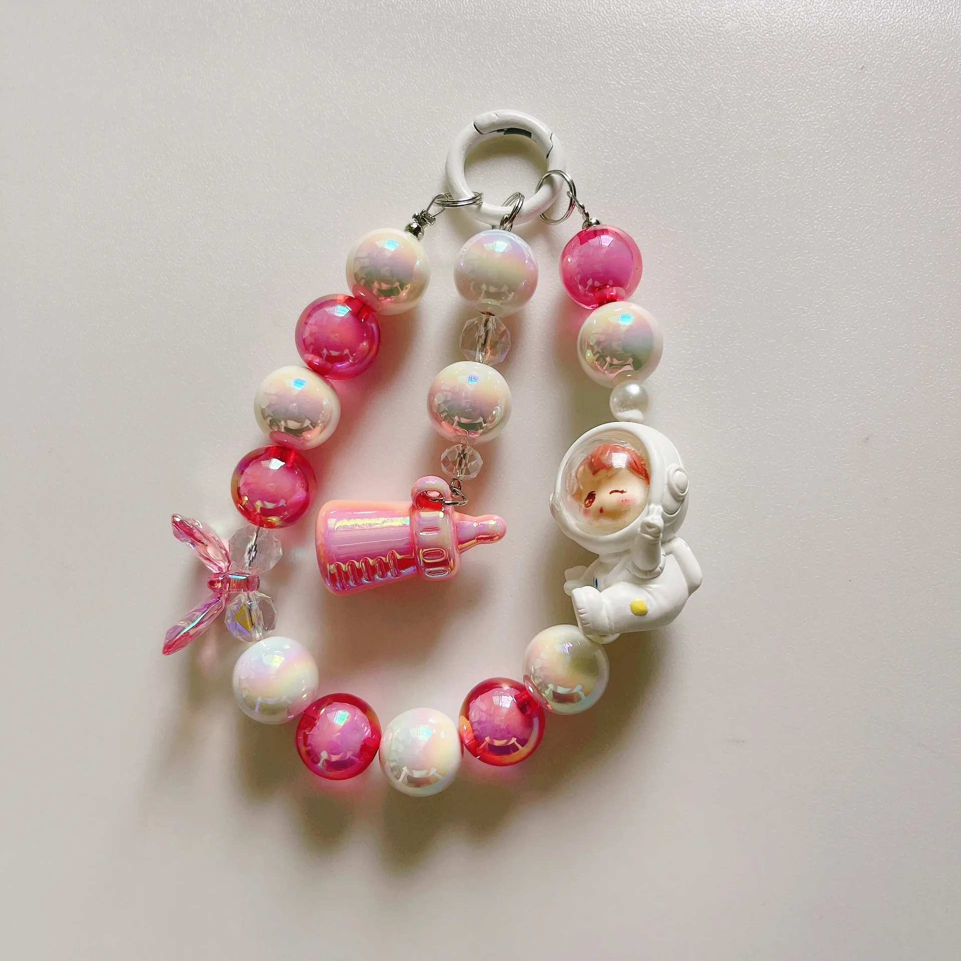2024 new products Small Fresh Keychain Pendant Diy Phone Case Transparent Beaded Bracelet For Mobile Phone cellphone chains