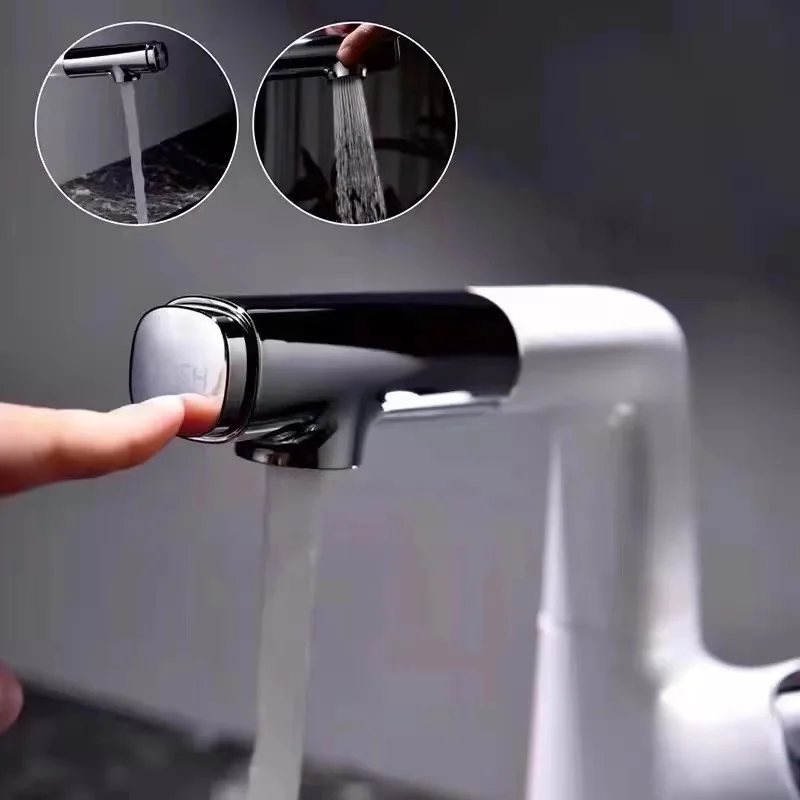 FIRMER hotel 3 functions luxury single handle lifted pull down copper basin faucet with transfer switch