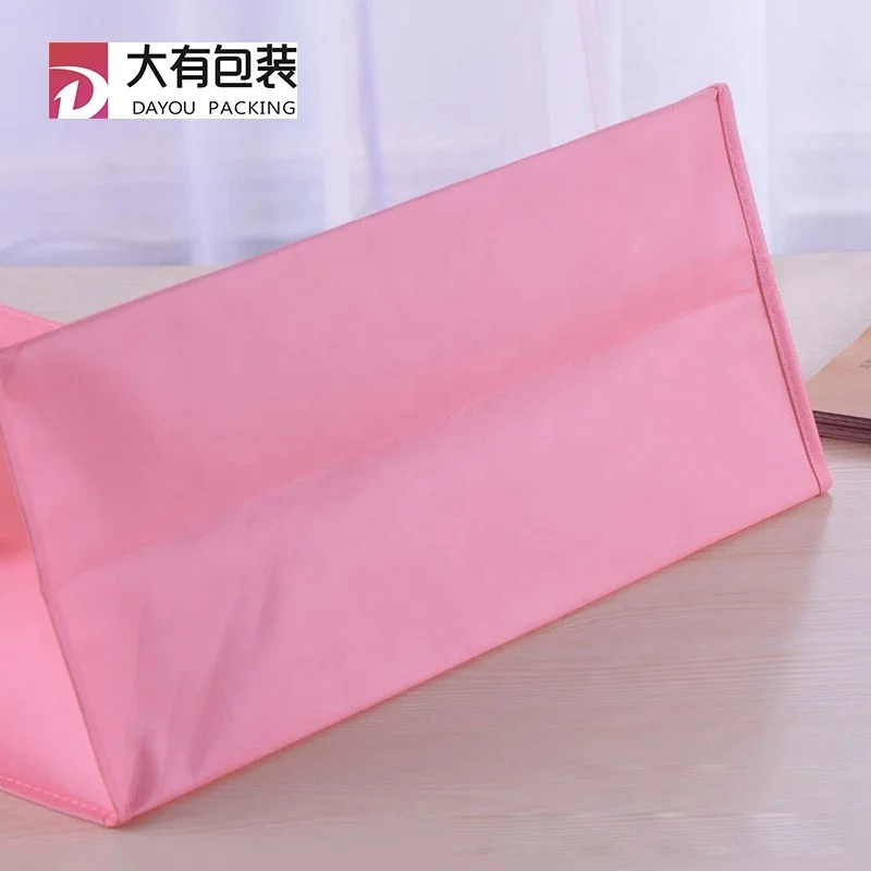Popular Large Waterproof Custom Zipper Tote Bag Cheap Pink Handle Non-Woven Polypropylene Polyester Canvas Featuring Cotton Logo