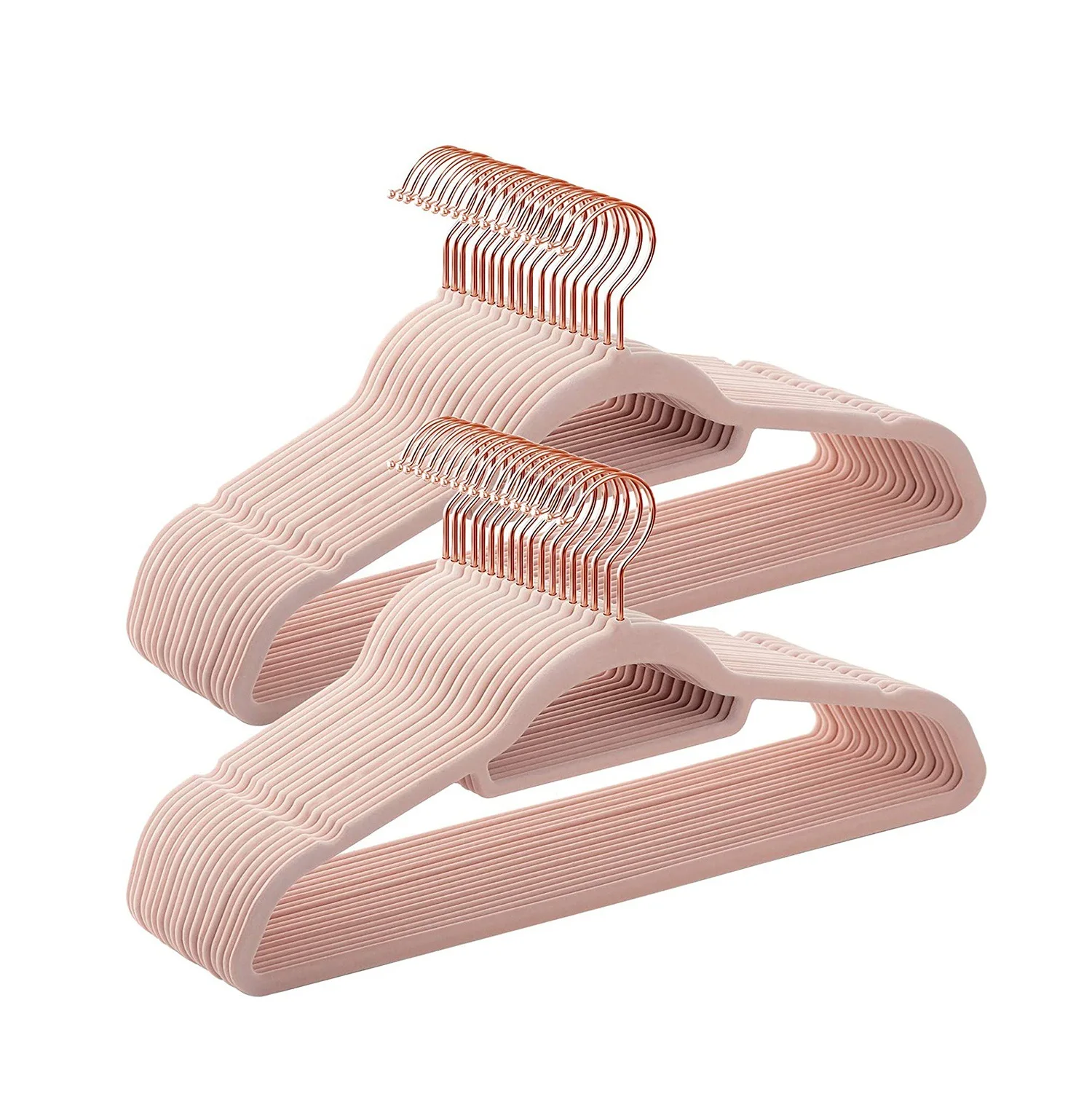 Top Selling  Plastic Velvet Coating Hanger Rose Gold Hook Pink Velvet Hanger Plastic For  Clothes