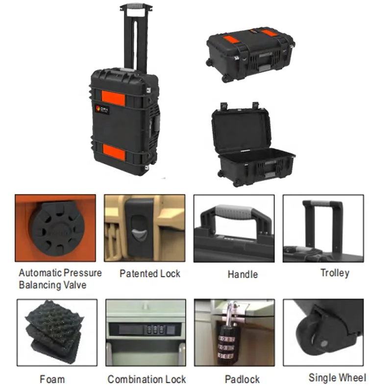 DRX Everest RPC2323 IP67 Multi-function Waterproof Tool Box Plastic Equipment Protective Case with Wheels